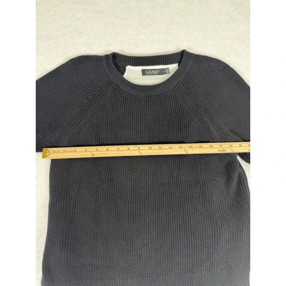 Lauren Ralph Lauren Womens Layered Black Crewneck Sweater Medium Faux Undershirt